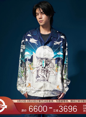 Casablanca  意产 法国 老钱古希腊雕塑满印设计丝质长袖衬衫衬衣