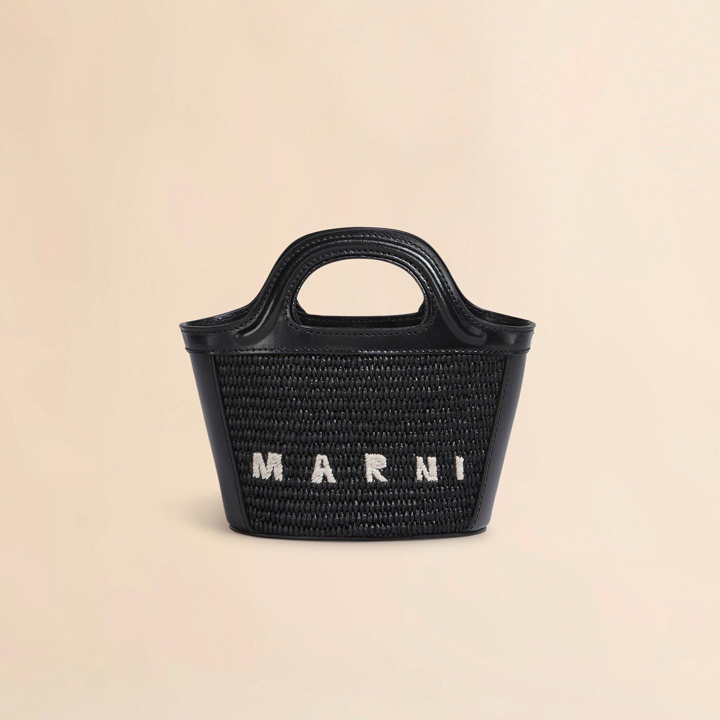 MARNI迷你草编拼接皮革单肩包图片