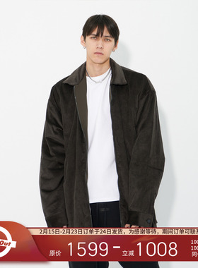 Fear Of God Essentials  高街廓形灯芯绒拉链开衫薄棉服外套