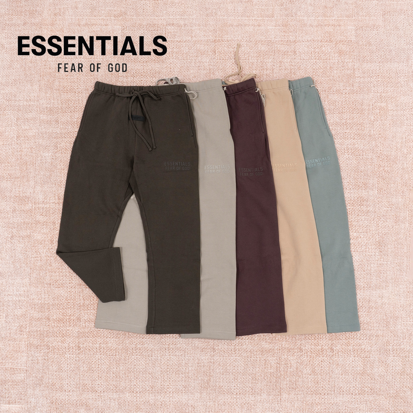 Fear Of God Essentials FOG 印花侧面压印小logo抽绳直筒长裤