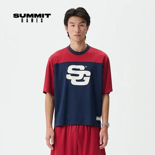 SUMMITGAMES红蓝撞色网眼短袖