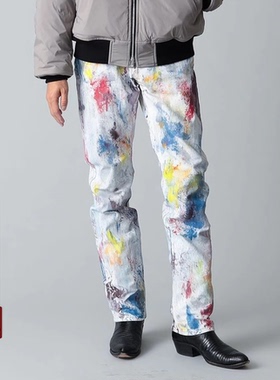 International Galley BEAMS  日产彩色油漆涂层设计直筒牛仔长裤