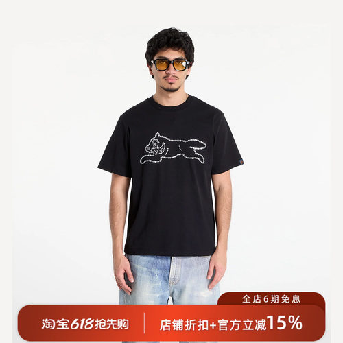 【嘻哈文化】Billionaire Boys Club BBC 水钻奔跑狗圆领短袖T恤