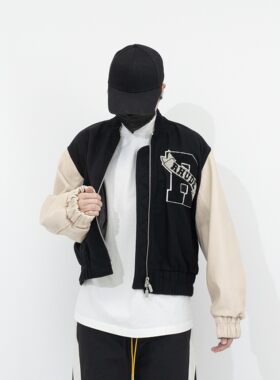 RHUDE 美国小众潮流品牌 复古羊毛拼色设计毛巾刺绣logo夹克外套