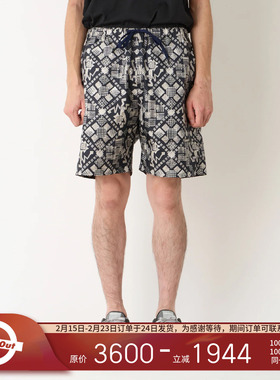 White Mountaineering 25SS 白山 男款图案满印宽松休闲裤短裤