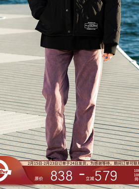 PLEASURES 高街纯色全棉复古风牛仔裤男酸洗做旧五袋直筒休闲长裤
