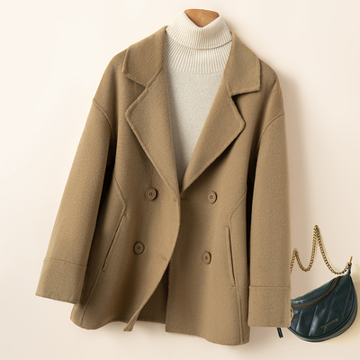 双面呢大衣女中长款2025秋冬新款修身显瘦小个子毛呢外套女羊毛