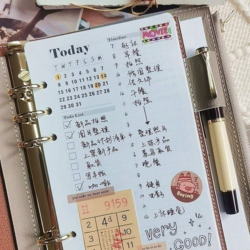 QY手帐A5slim活页内芯6孔替芯空白方格点阵月计划周计日计内页