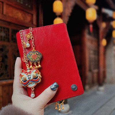 原创【朱砂】极限真皮中国红油蜡皮TN标准手帐活页定页A6A7A8A5