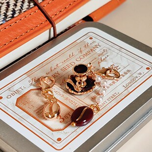 咖啡豆TN手帐挂件铜镀14K金手工手帐挂件装饰书签INS风欧美风活页