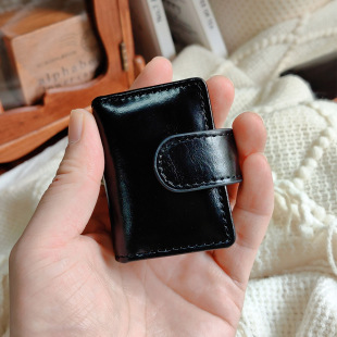 真皮油蜡皮mini定页小手帐本娃用摆拍 黑骑士超迷你定页A10