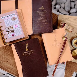 原创莎士比亚文豪手帐真皮意大利MBOX进口牛皮A7mia定活两用手帐
