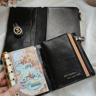 QY手帐黑骑士油蜡皮TN标准护照收纳袋票据袋手帐收纳卡片收集袋