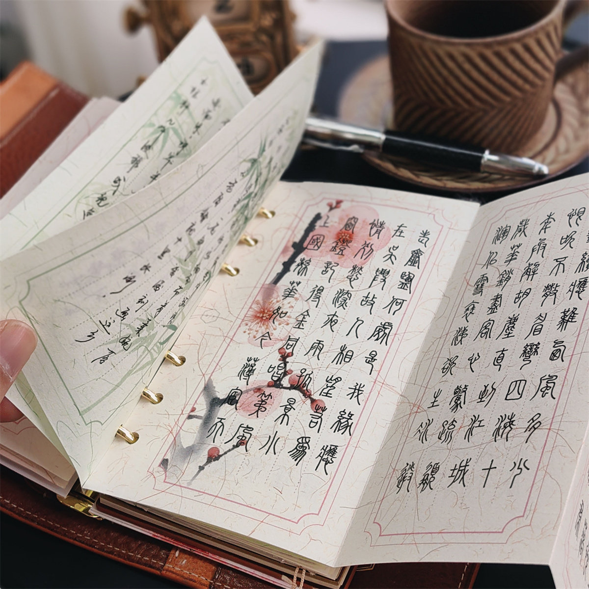 QY原创中国风植物纤维环保特种纸手帐三折内页内芯A5A6A7A5slim