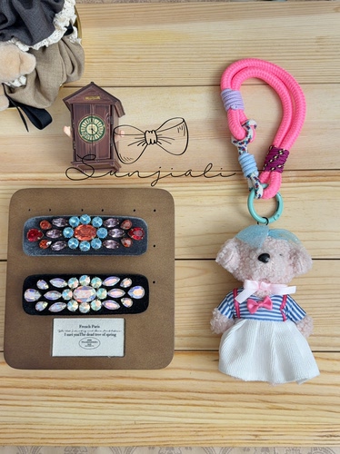 Milkcocoa韩国大叔家进口丝绒s家水晶气质小众设计感弹簧夹发饰