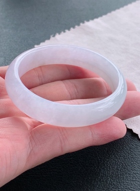 54圈天然翡翠贵妃手镯40.45缅甸淡紫罗兰翡翠时尚百搭宽版玉镯子