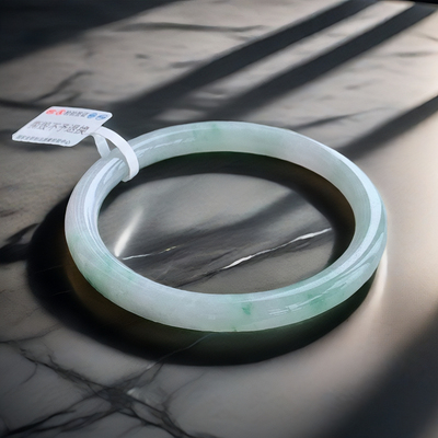 57圈飘花翡翠叮铛手镯28.16缅甸女款时尚百搭圆镯翡翠叮当玉镯子