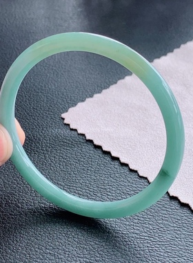 54圈天然翡翠手镯14.32时尚珠宝女款百搭蓝色翡翠黄翡叮当玉镯子