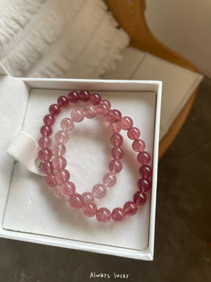 草莓晶渐变手串天然水晶礼物手链