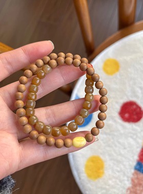 天然印度老山檀新疆和田玉手链女