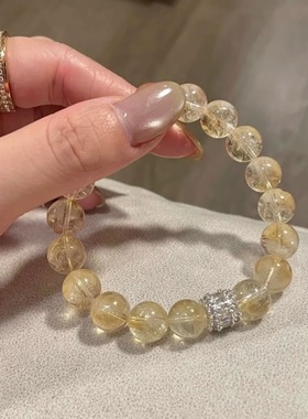 天然黄阿塞简约黄水晶招财手链女