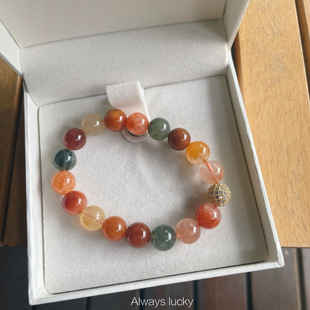 开运多宝福禄寿手串彩兔毛镶钻14k包金珠好运招财新中式手链女生