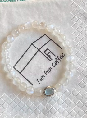 「月光宝盒」天然蓝月光爱情水晶海蓝宝小清新简约气质温柔手链女