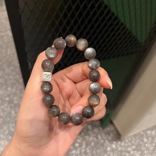 「黑武士」天然星辉骨干黑骨干925银酷小众设计水晶生日礼物手链