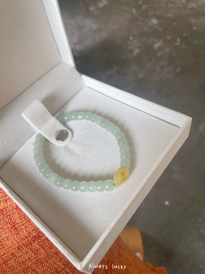 天然和田玉青海料蜜蜡冰晴水手链