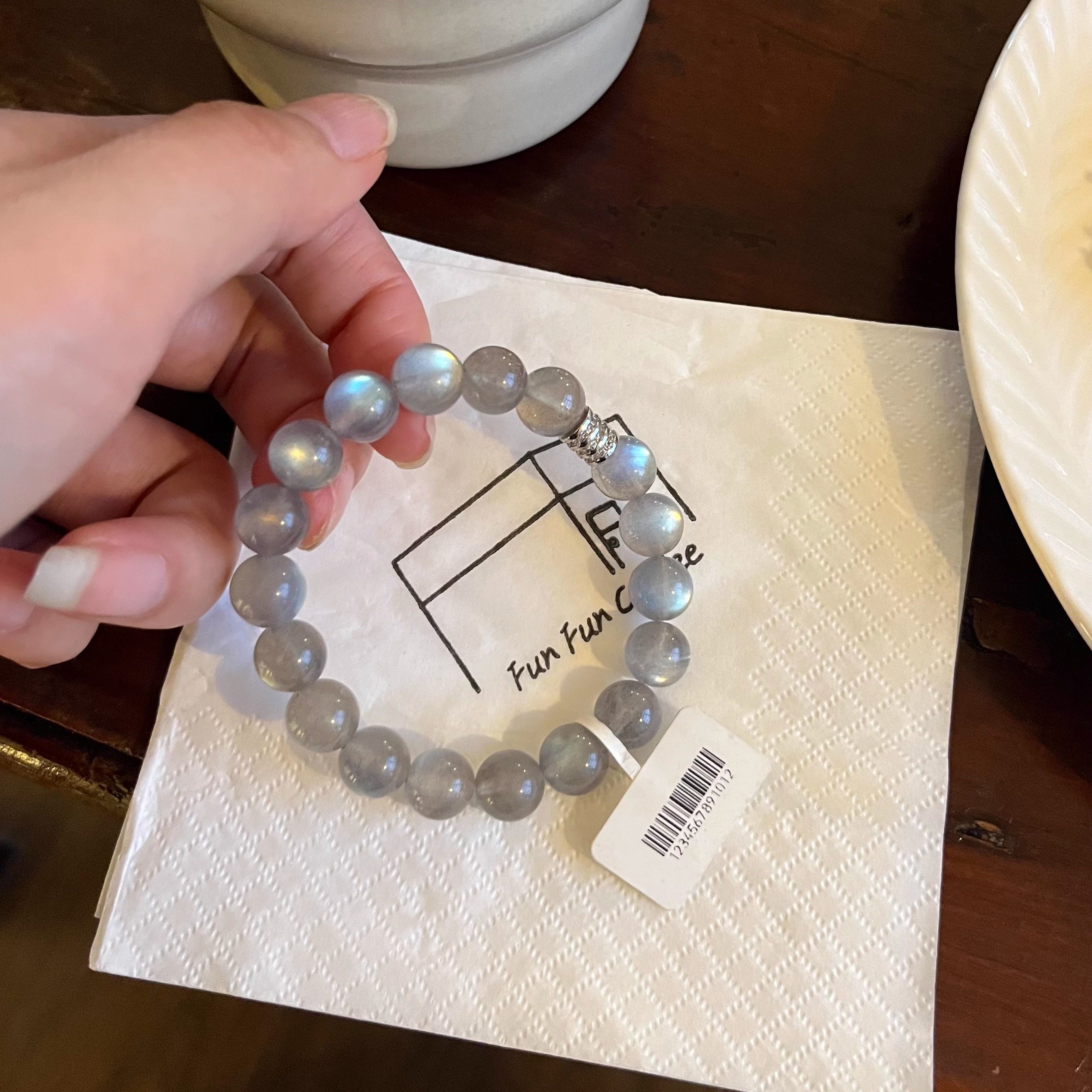 天然灰月光彩月光猫眼拉长石小清新气质温柔小众纪念日礼物手链女