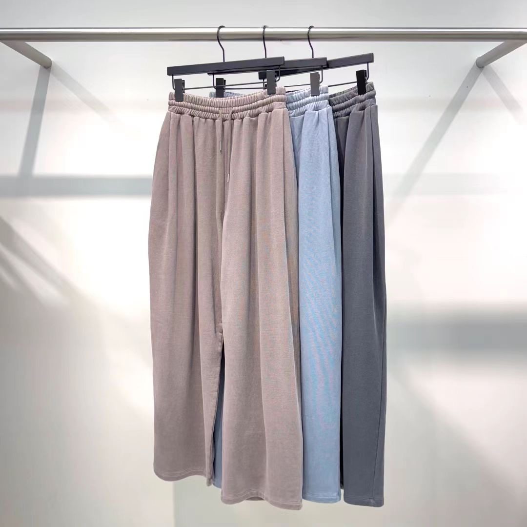 现 韩国东大门river褶皱抽绳松紧腰直筒休闲裤女25秋冬新款