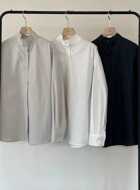 1特 现 韩国东大门24夏新款atmosphere女士时尚立领斜扣衬衫