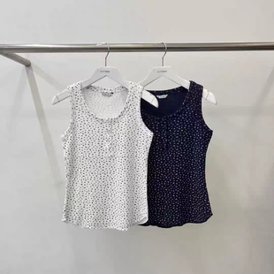 现速发 韩国东大门hehr贵姐家百搭休闲藏蓝色碎花背心吊带25秋