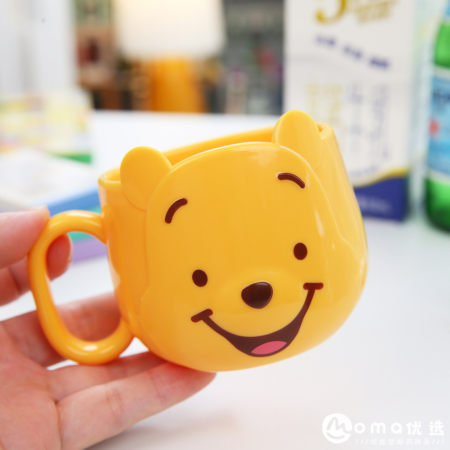 现货日本限定卡通可爱迪士尼pooh小熊维尼树脂漱口牛奶水杯230ml