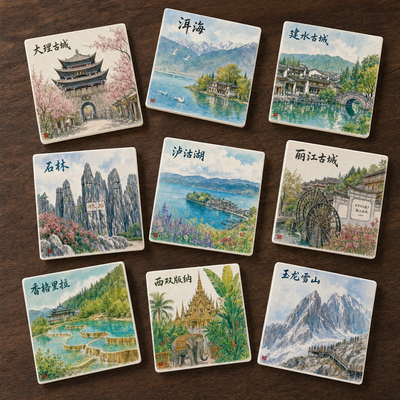 云南丽江大理西双版纳礼物手绘冰箱贴/风景区旅游景点纪念品礼品