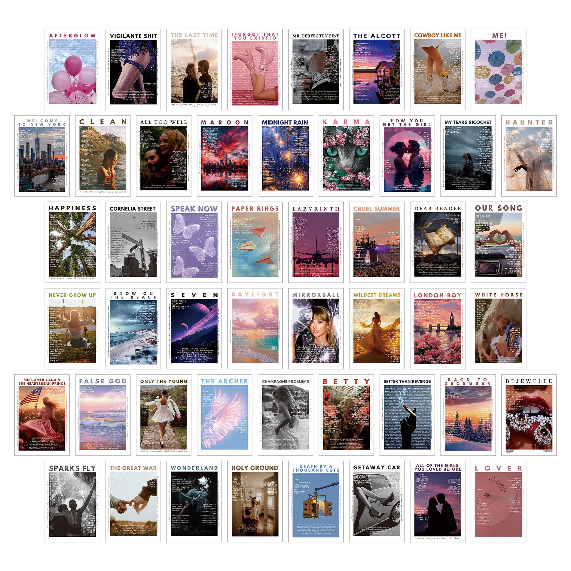 泰勒斯威夫特歌词装饰卡片欧美歌星明星专辑墙面装饰墙贴画背景墙