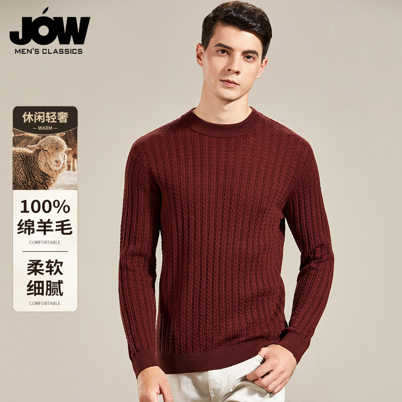 纯羊毛绞花毛衣秋冬男士打底衫