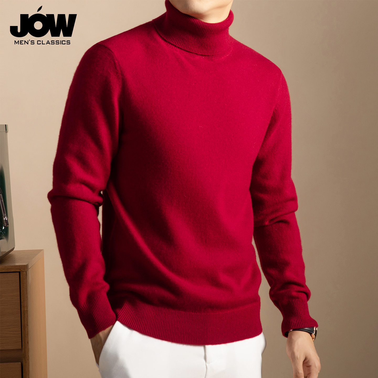 新年红色羊毛羊绒针织衫男士冬季