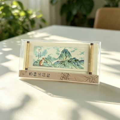 天柱山原创文创卷轴冰箱磁贴安徽旅游纪念品伴手礼安庆潜山礼物猫