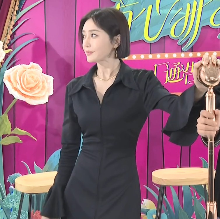 芳心荡漾秦岚张帆同款衣服黑色连衣裙气质修身中长款开叉高级裙子