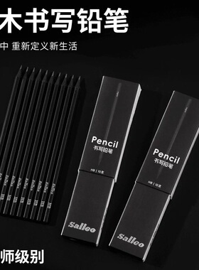 Salleo黑木铅笔石墨HB铅笔小学生一年级二年级练字2b黑色专用套装