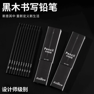 Salleo黑木铅笔石墨HB铅笔小学生一年级二年级练字2b黑色专用套装