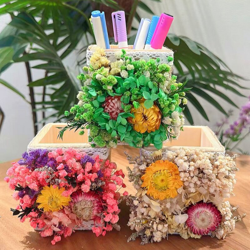 干花笔筒diy手工制作材料包幼儿园亲子活动团建沙龙女神节日礼物