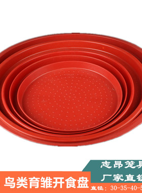 开食盘鹌鹑育雏鸟类育雏养殖专用红色料盘饲料圆盘育雏开食盘