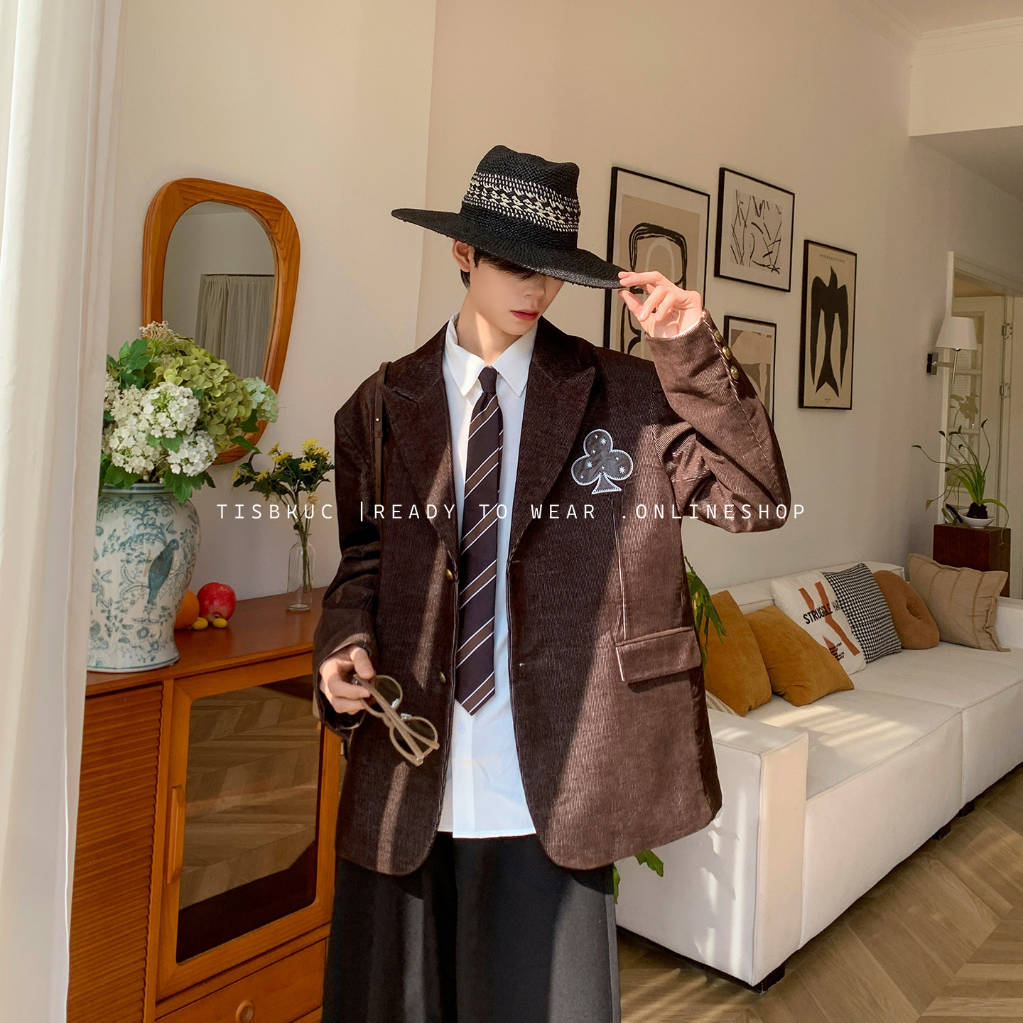 白口阳【惊天魔盗团】贴布绣灯芯绒复古感西装男春季2026新款西服