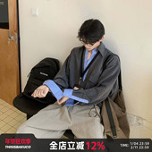 通勤感假两件条纹撞色衬衣拼接套头外套秋季 白口阳 城市探险家