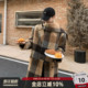 白口阳 呢子大衣 摩洛哥画廊 美拉德格纹自带围巾羊毛夹棉中长款