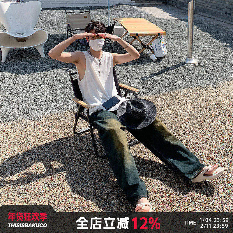 白口阳【清凉一夏 】韩风含羊毛肌理感无袖背心休闲宽松套头坎肩,男装,背心,淘宝优惠券,粉丝福利购,淘宝优惠卷