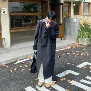 毛呢外套2024冬季 牛角扣中长款 保暖呢大衣男 巴黎邂逅 白口阳