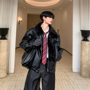 酷炫风机车毛领皮衣棉外套保暖加厚防风冬季 白口阳 江原道寒夜